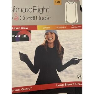 ClimateRight Cuddl Duds Women's Large Long Sleeve Crew Thermal Guard Top Warmest